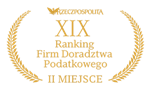 2nd place in the category of Largest Law Firms in the MAŁOPOLSKA and PODKARPACIE Regions according to the 19th Ranking of Tax Advisory Firms by Rzeczpospolita